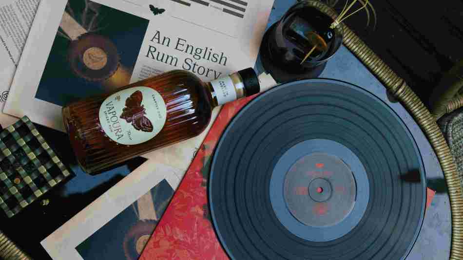 Vapora rum and After Stories vinyl record