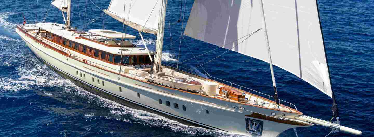 Simena yacht under full sail