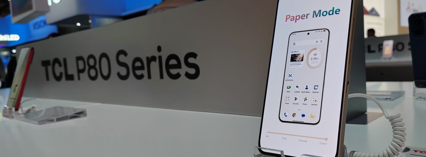 TCL P80 smartphone in paper mode at IFA