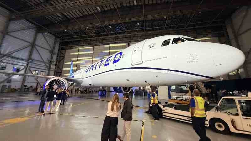 United Airbus A321XLR in hangar
